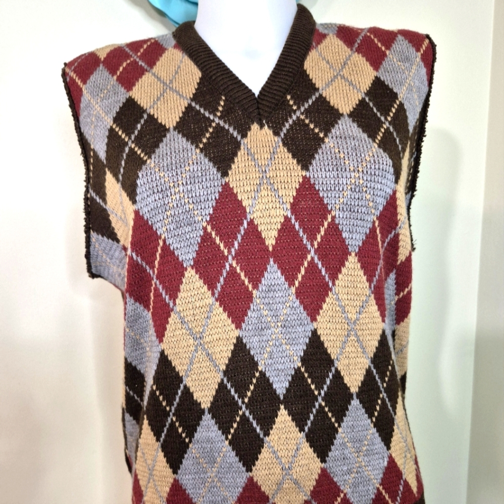Awesome Grampa Sweater Vest Vintage Rare Unique Acrylic Wool Argyle by Caldwell